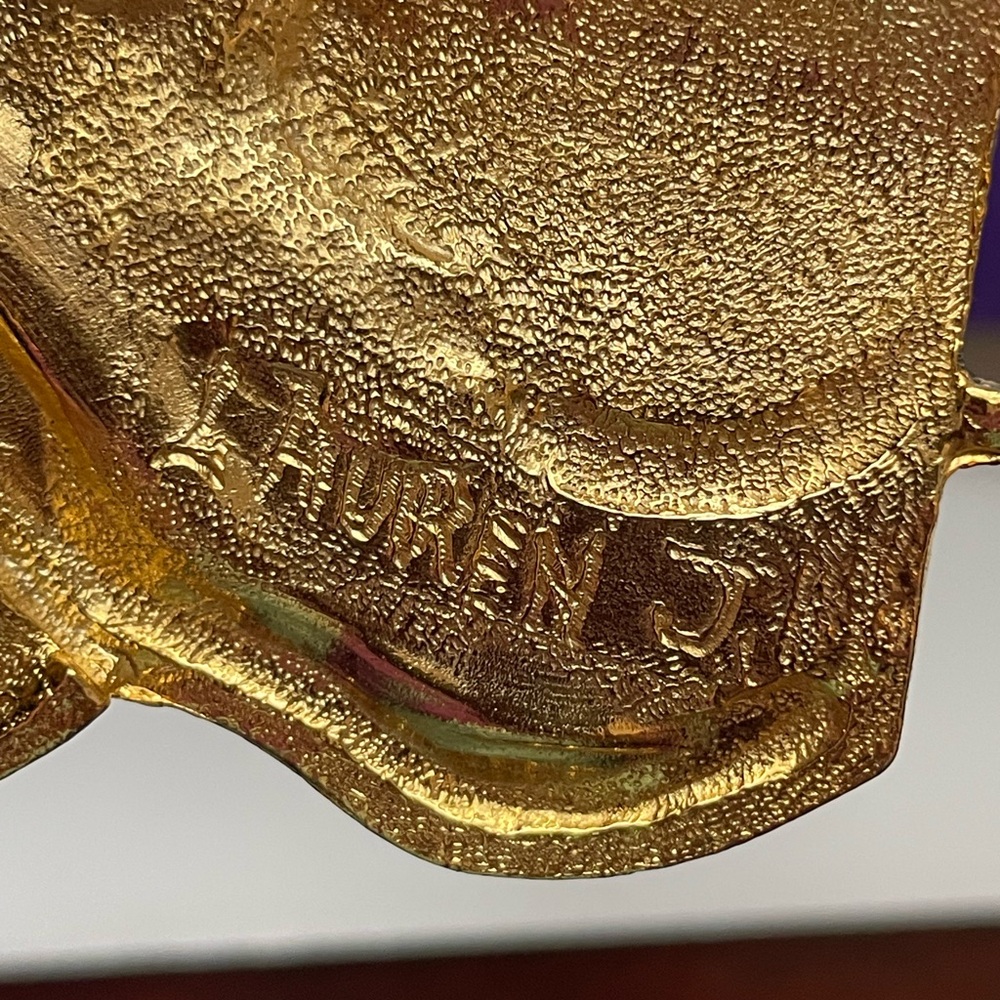 80s Black & Gold Oyster Statement Buckle Belt - Picture 13 of 15